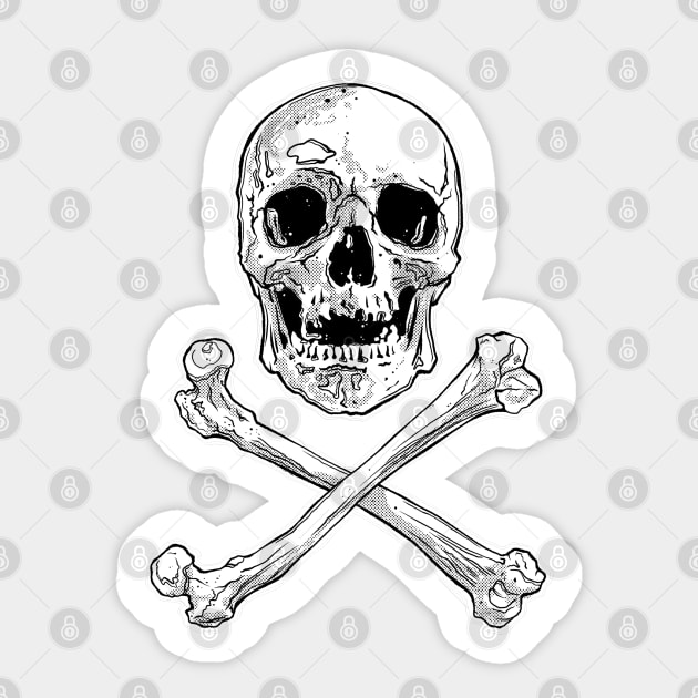 Skull and Bones - Jolly Roger, Skeleton, Anatomy, Pirates, Halloween Sticker by SSINAMOON COVEN